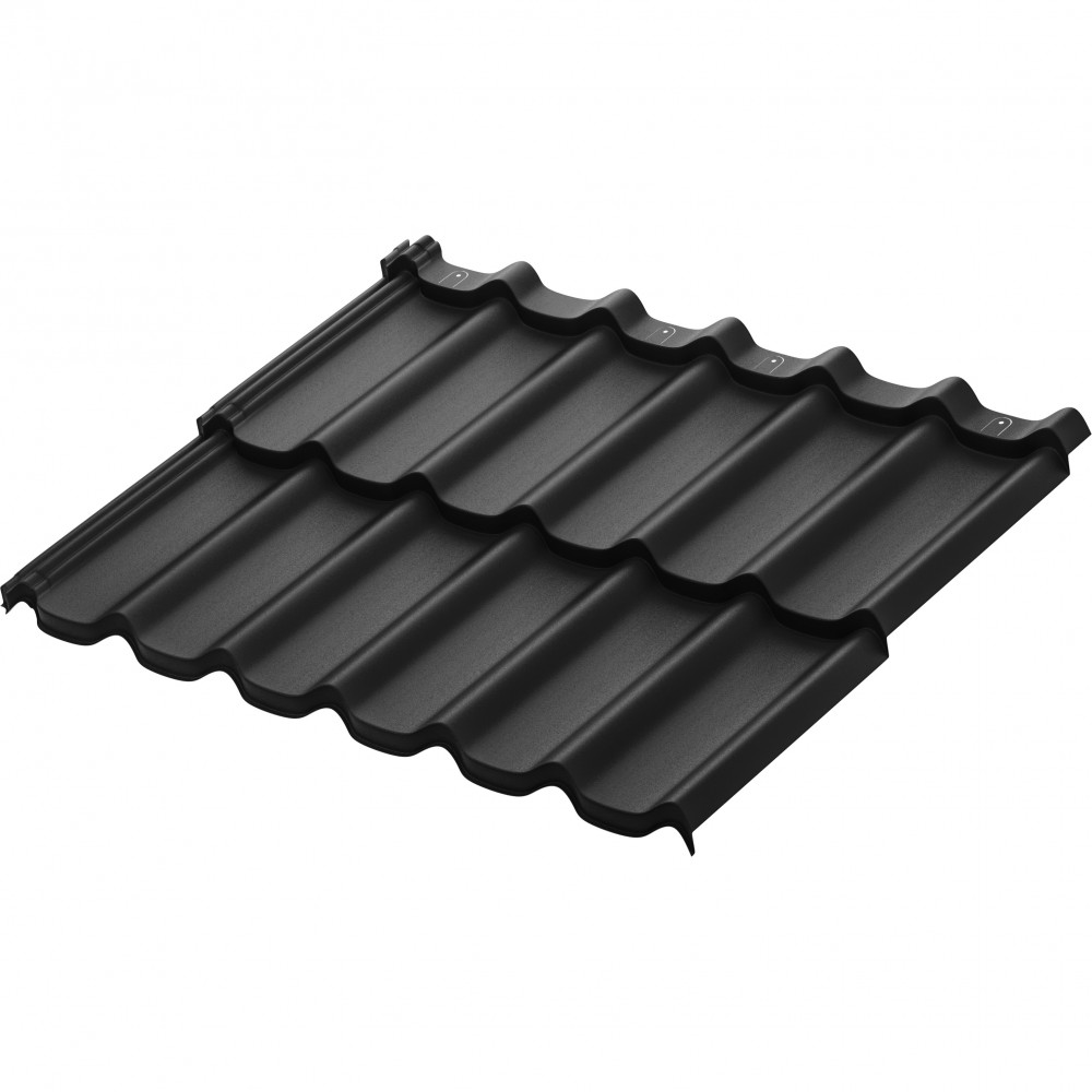 Модульная металлическая черепица Стокгольм XXL (RAL9005) 1185х475 мм Rooftop
